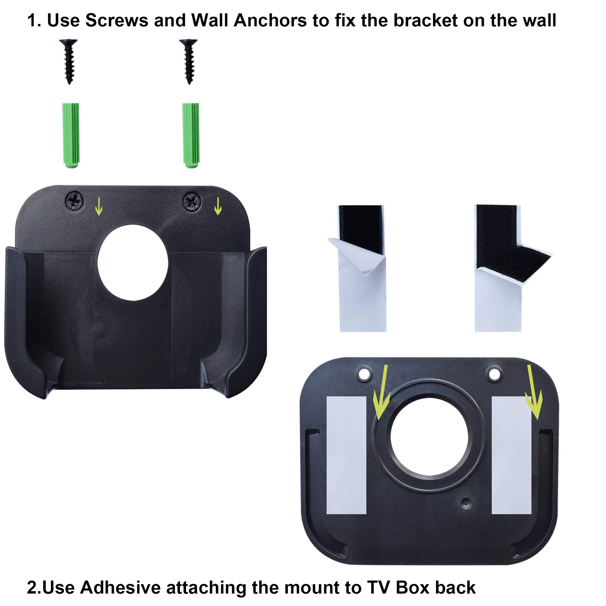 TOKERSE TV Mount with Remote Case Compatible with Apple TV 4th and 4K Generation - Wall Mount Bracket Holder and Siri Remote Silicone Protective Cover Skin Fit for Apple TV 4 HD and 4K 5th Gen - Black